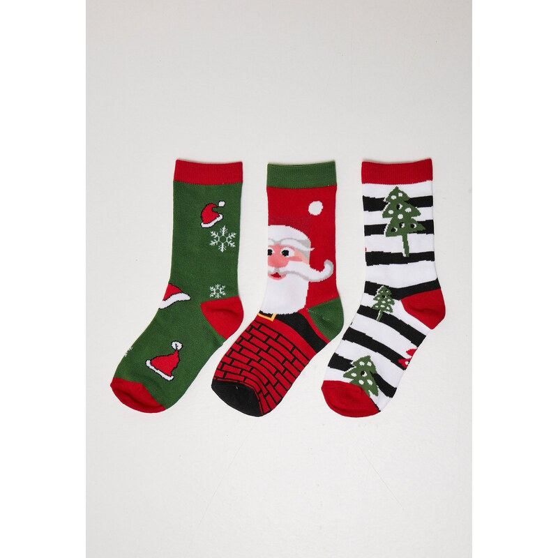 Urban Classics Accessoires Vánoční ponožky Stripe Santa - 3-Pack multicolor