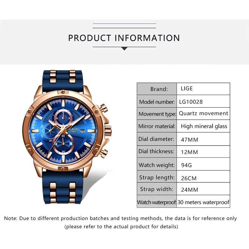 LIGE Pánské hodinky – silikone 10028-3 + dárek ZDARMA