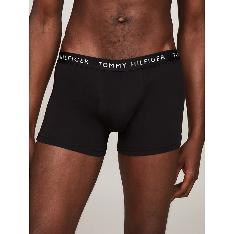 Pánské trenky 3-PACK LOGO WAISTBAND ESSENTIAL TRUNKS UM0UM022030XK bílá/šedá/černá - Tommy Hilfiger