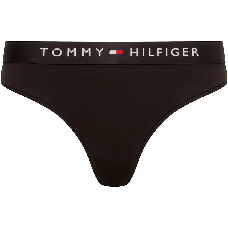 Dámská tanga LOGO WAISTBAND THONG UW0UW04146BDS černá - Tommy Hilfiger