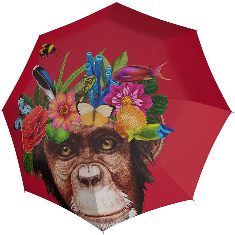 Doppler Art Flower Monkey plně automatický skládací deštník s opičkou