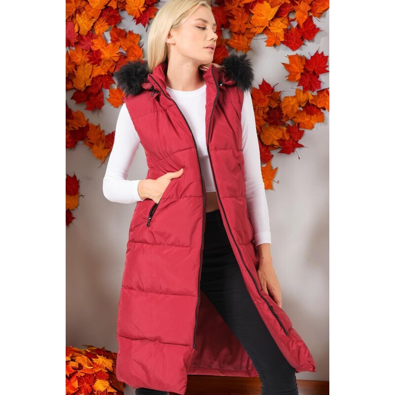 Z6741 DEWBERRY LADIES' VEST-PLAIN BURGUNDY