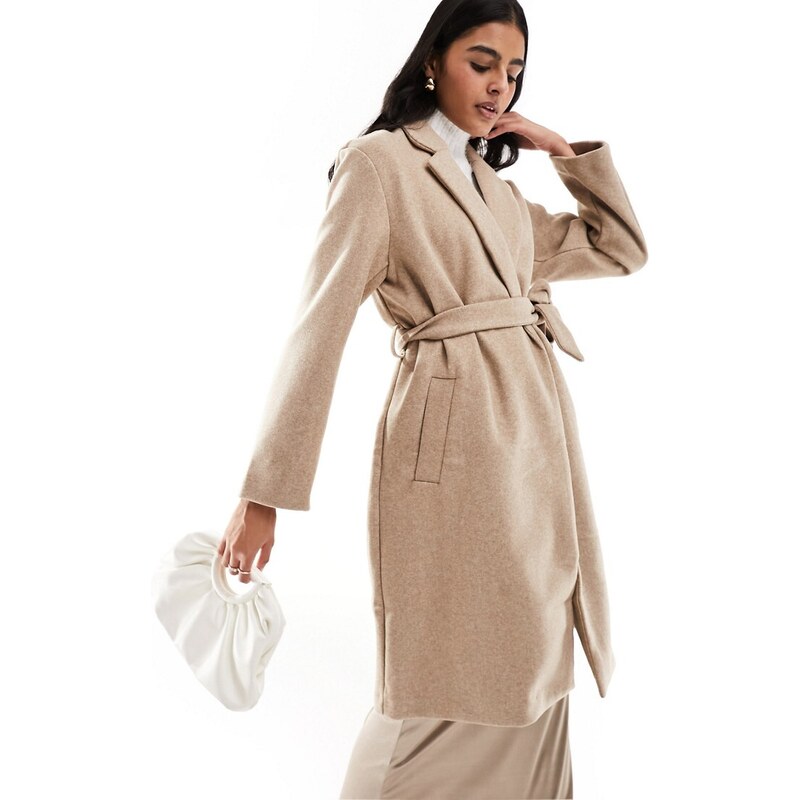 ONLY belted coat in greige-Grey 89665975