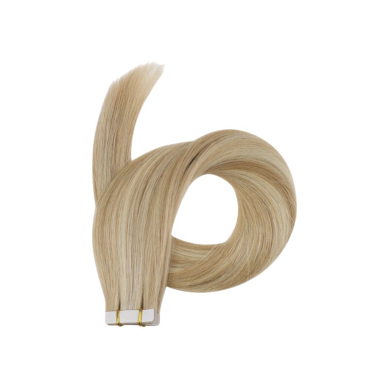 Vlasové PU pásky tape in na prodlužování vlasů 60cm 27/613 - tmavá blond / nejsvětlejší blond
