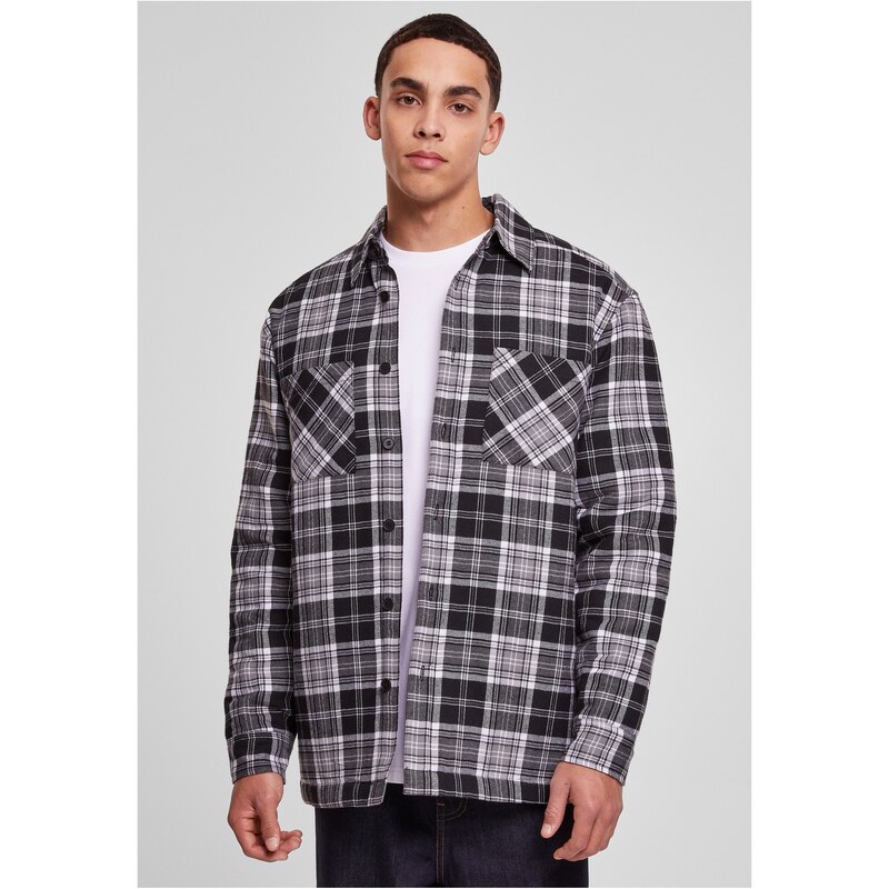 Urban Classics Vycpaná kostkovaná košilová bunda černo/bílá