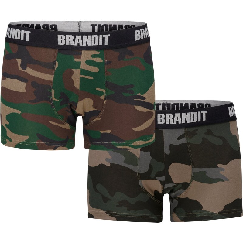 Brandit Boxerky Logo 2er Pack woodland/darkcamo