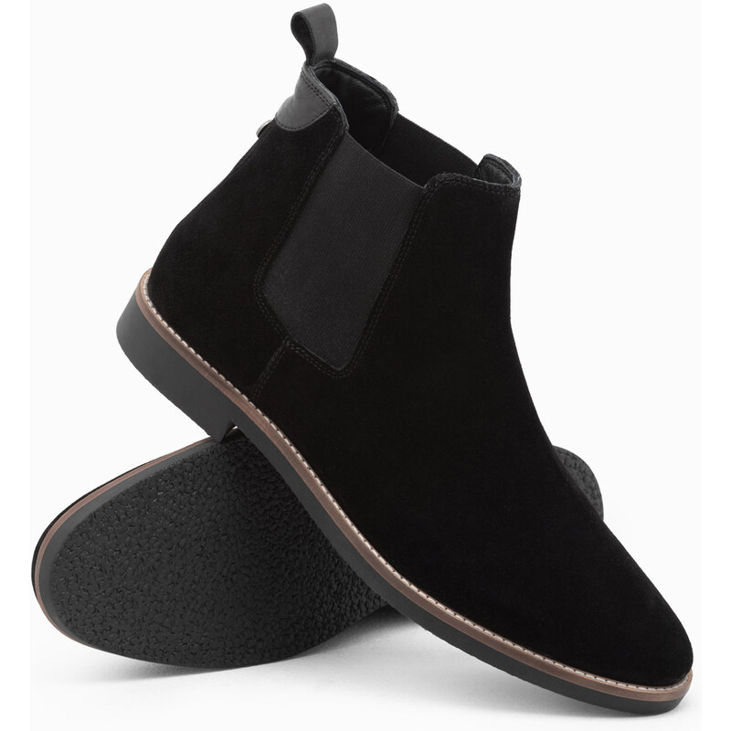 Ombre Clothing Pánské kožené boty - černé V2 OM-FOCS-0134