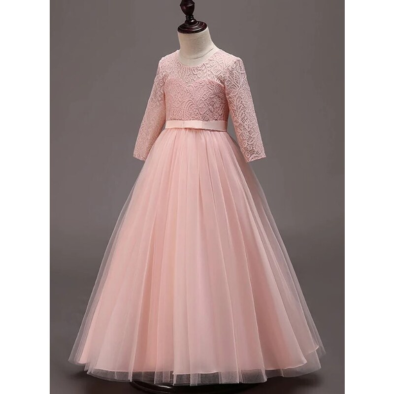 Dívčí růžové společenské dlouhé šaty Ever Pretty A2053