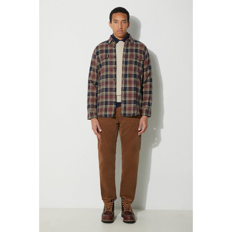 Košile Filson Vintage Flannel Work Shirt tmavomodrá barva, regular, s klasickým límcem, FMCAM0016