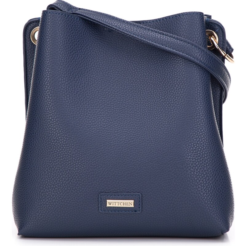 Dvoukomorová dámská kabelka z ekologické kůže s pouzdrem Wittchen, tmavě modrá, ekologická kůže