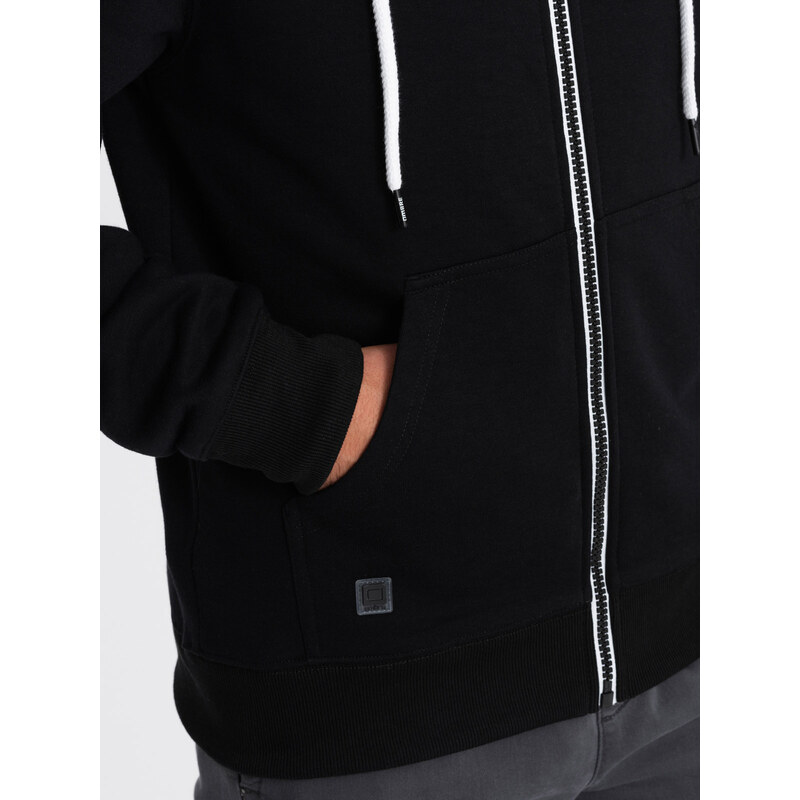 Ombre Clothing Pánská mikina s kapucí BASIC - černá V1 OM-SSBZ-0118