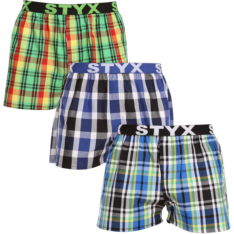 3PACK pánské trenky Styx sportovní guma vícebarevné (3B11789)