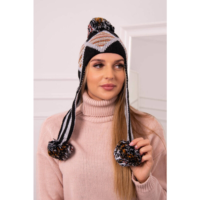 K-Fashion Dámská klapka na uši Eunika K322 black+grey