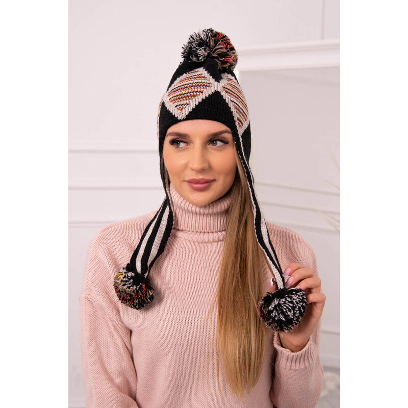 K-Fashion Dámská klapka na uši Eunika K322 černá+béžová