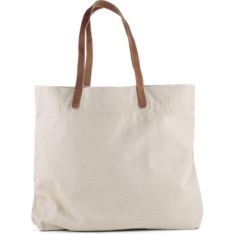 Esprit Plátěná nákupní taška s kůží