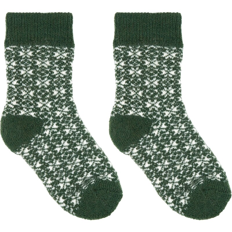 Vlnka Dětské vánoční ponožky Merino zelená