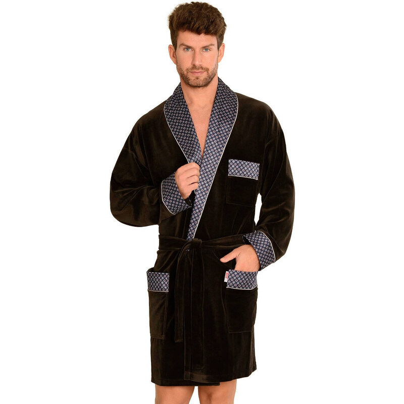 Men's bathrobe De Lafense 772 Bonjour short M-2XL navy blue 042