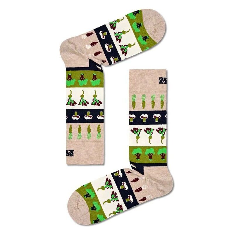 PONOŽKY HAPPY SOCKS Veggie Stripe - béžová - 87652175