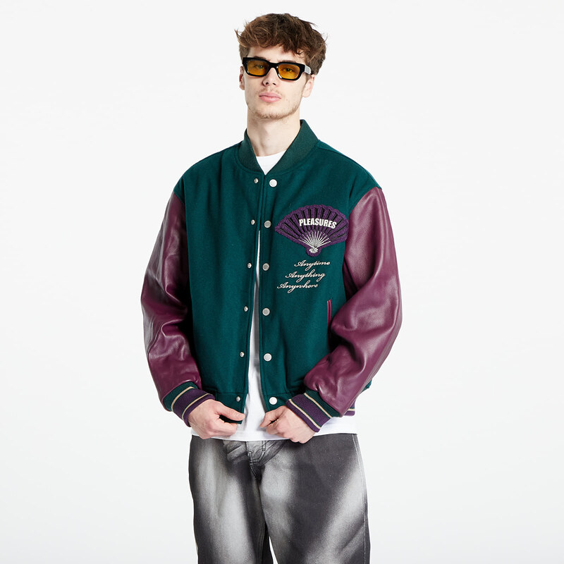 Pánský bomber PLEASURES Fan Varsity Jacket Green