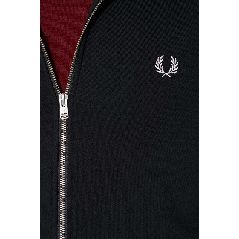 Bavlněná mikina Fred Perry pánská, černá barva, s kapucí, hladká, J7536.198