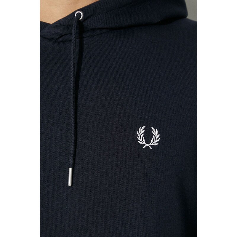 Bavlněná mikina Fred Perry pánská, tmavomodrá barva, s kapucí, s aplikací, M2643.248