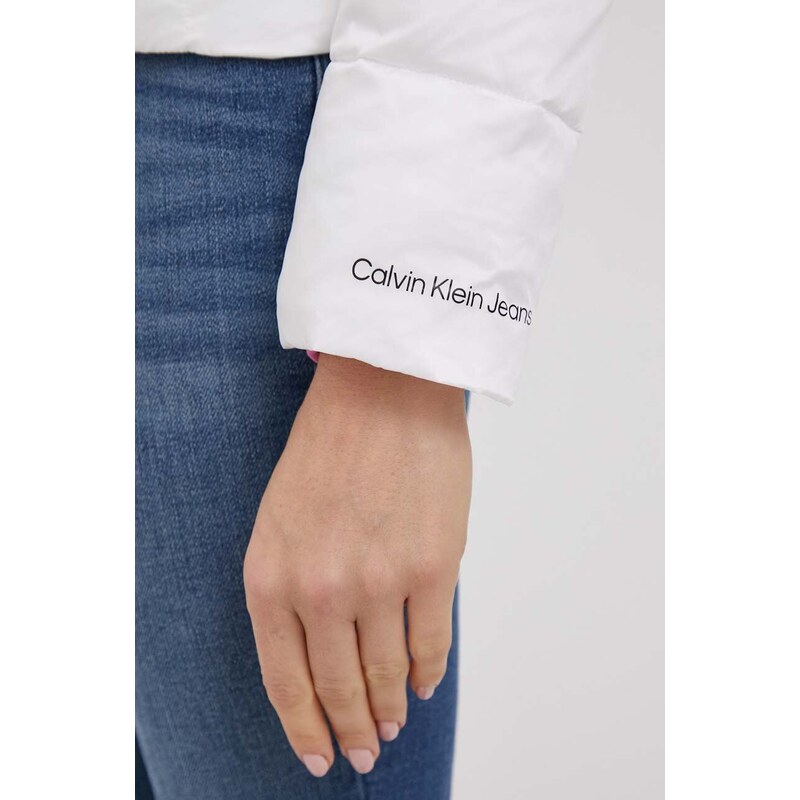 Bunda Calvin Klein Jeans dámská, bílá barva, zimní