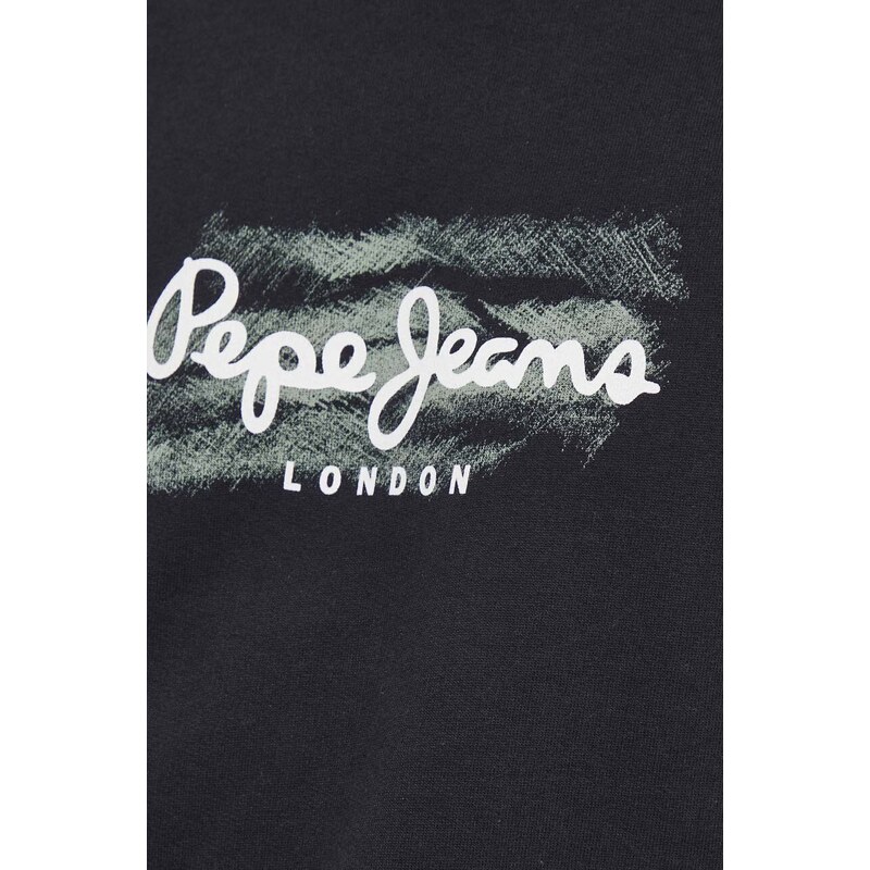 Bavlněná mikina Pepe Jeans Robinson pánská, černá barva, s potiskem