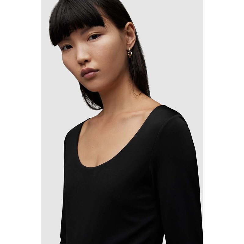 Tričko s dlouhým rukávem AllSaints Katlyn černá barva