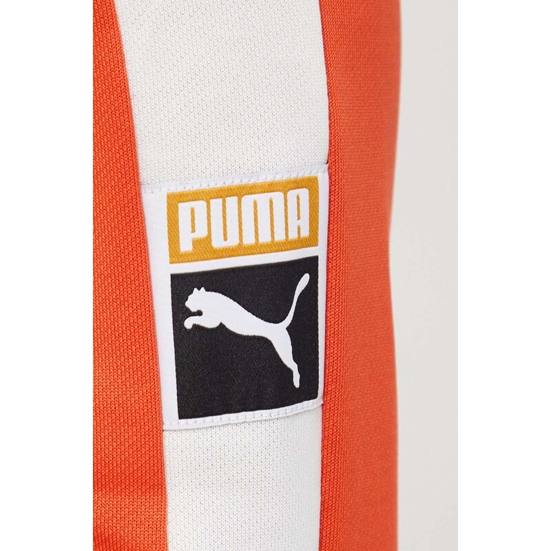Mikina Puma pánská, oranžová barva, vzorovaná