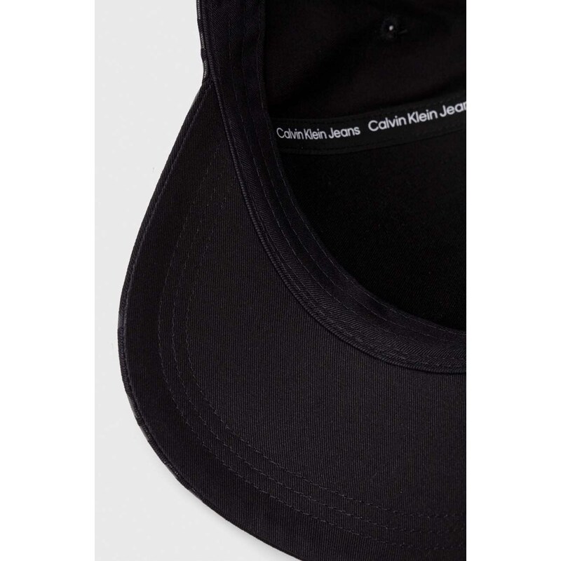 Bavlněná baseballová čepice Calvin Klein Jeans černá barva