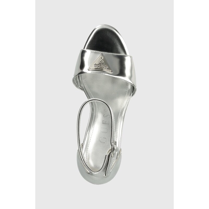 Kožené sandály Guess SETON stříbrná barva, FLPSET LEM03