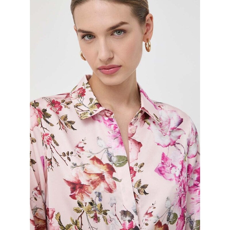 Košile Marciano Guess THE ICON dámská, růžová barva, regular, s klasickým límcem, 4RGH43 7099Z