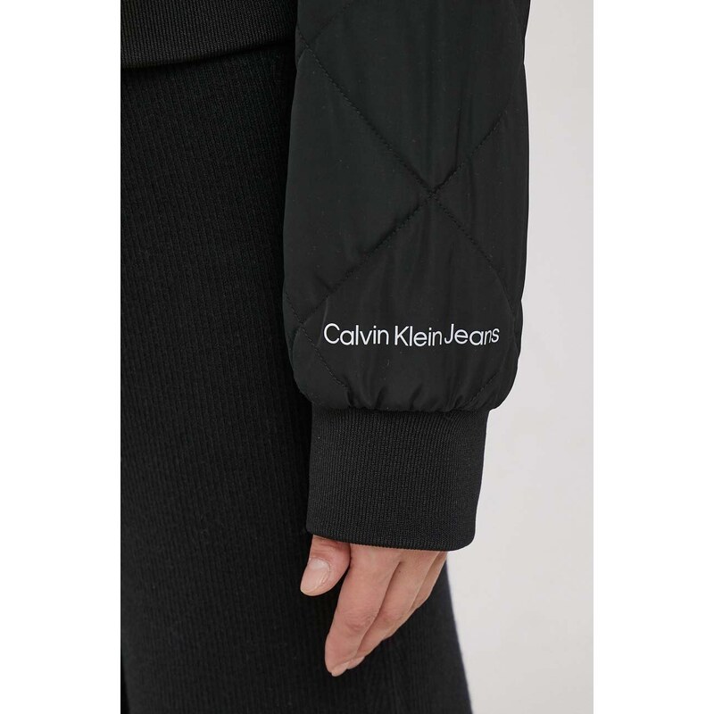 Bomber bunda Calvin Klein Jeans černá barva, přechodná