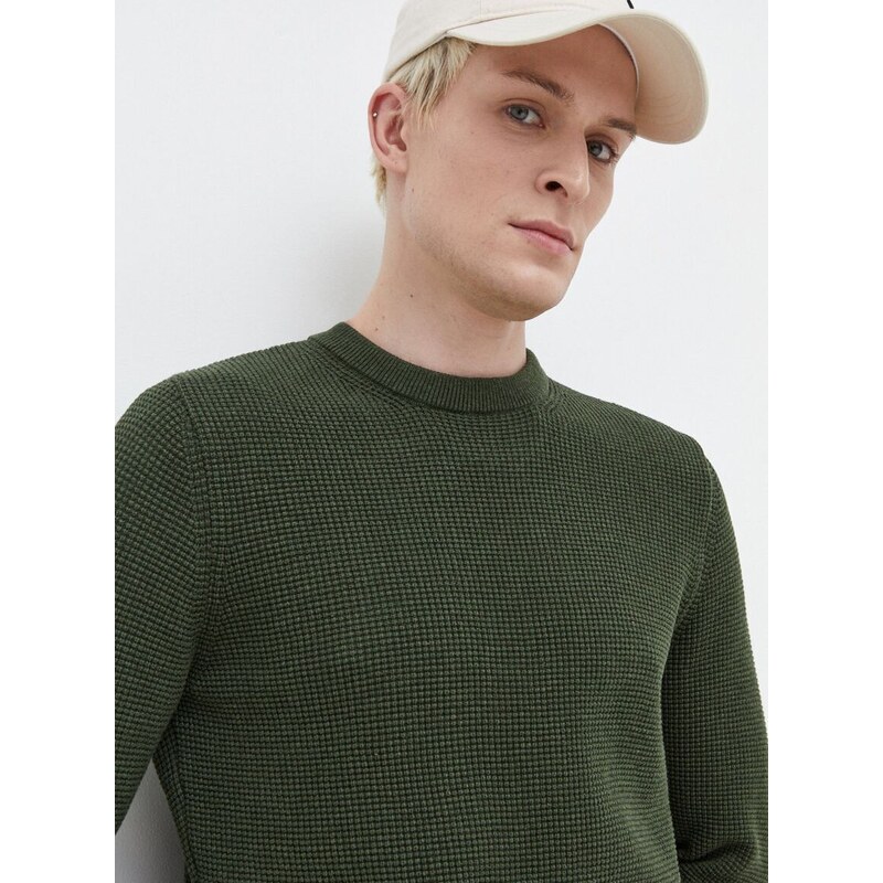 Bavlněný svetr Superdry zelená barva