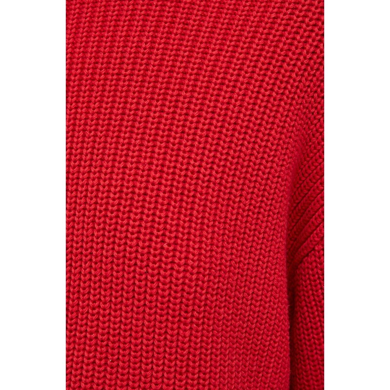 Bavlněný svetr Marc O'Polo červená barva, hřejivý, s pologolfem
