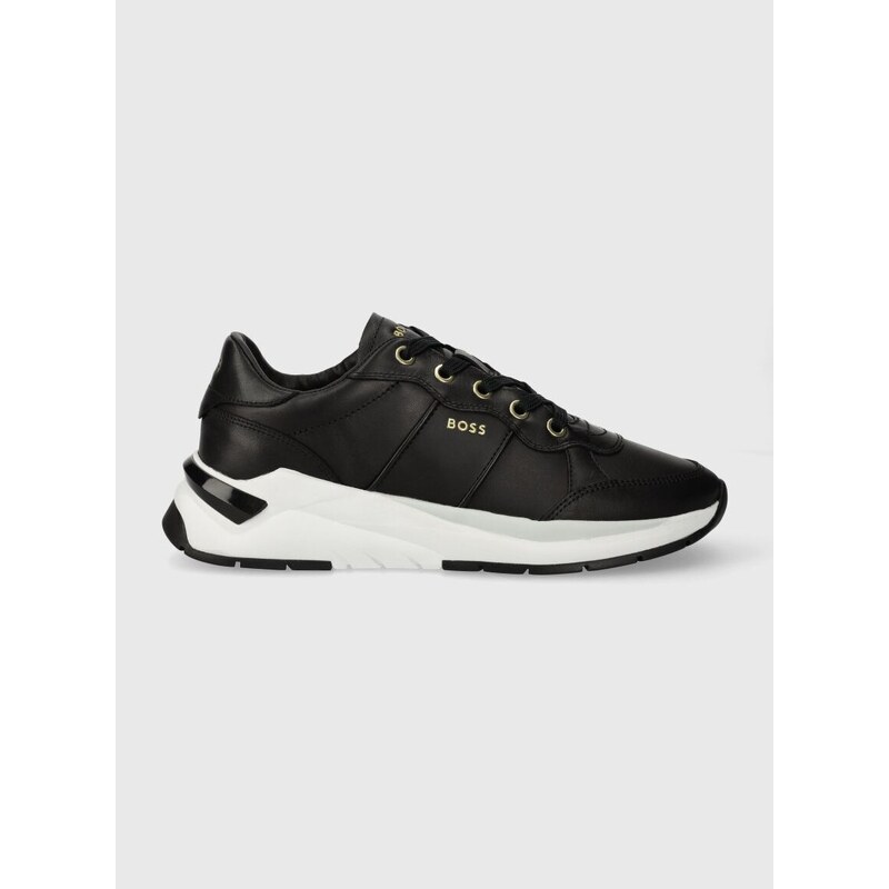 Kožené sneakers boty BOSS Skylar černá barva, 50513412