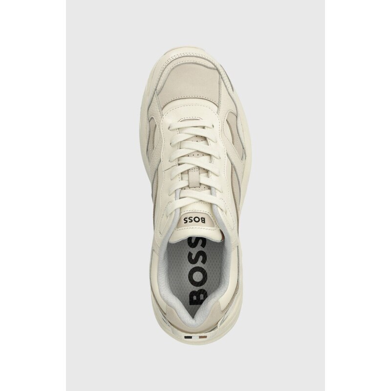 Kožené sneakers boty BOSS Levitt šedá barva, 50513142