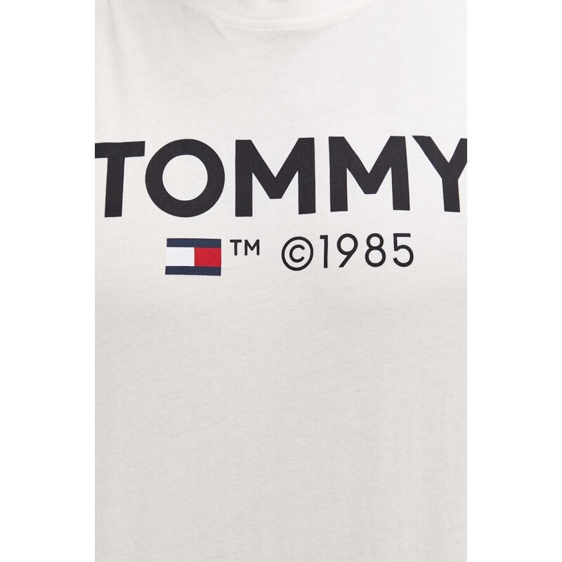 Bavlněné tričko Tommy Jeans béžová barva, s potiskem