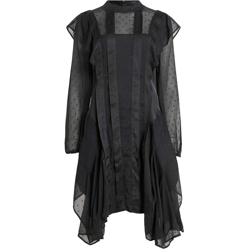 Šaty AllSaints Fleur černá barva, mini