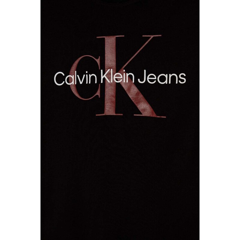 Dětské bavlněné tričko Calvin Klein Jeans černá barva, s potiskem