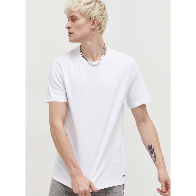 Bavlněné tričko HUGO bílá barva