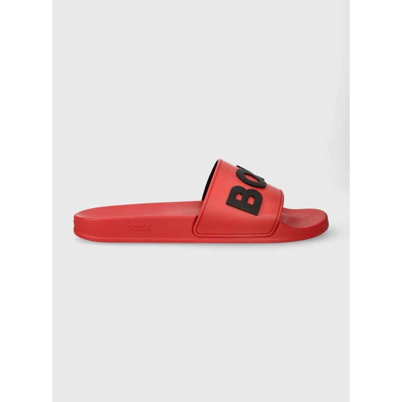 Pantofle BOSS Kirk pánské, červená barva, 50498241