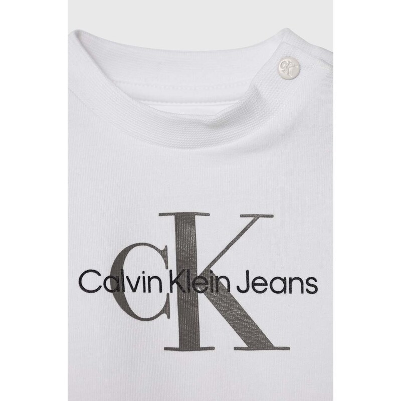Dětská bavlněná souprava Calvin Klein Jeans béžová barva