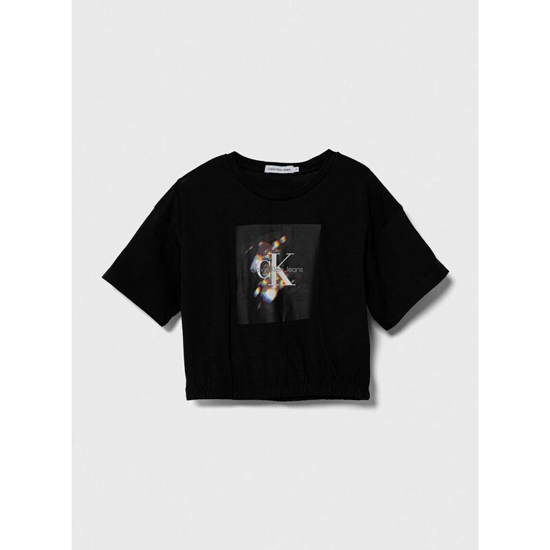 Dětské bavlněné tričko Calvin Klein Jeans černá barva