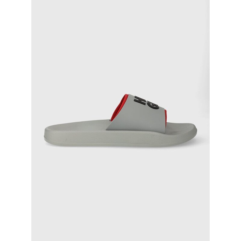 Pantofle HUGO Nil pánské, šedá barva, 50497864