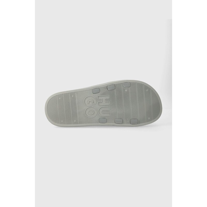 Pantofle HUGO Nil pánské, šedá barva, 50497864