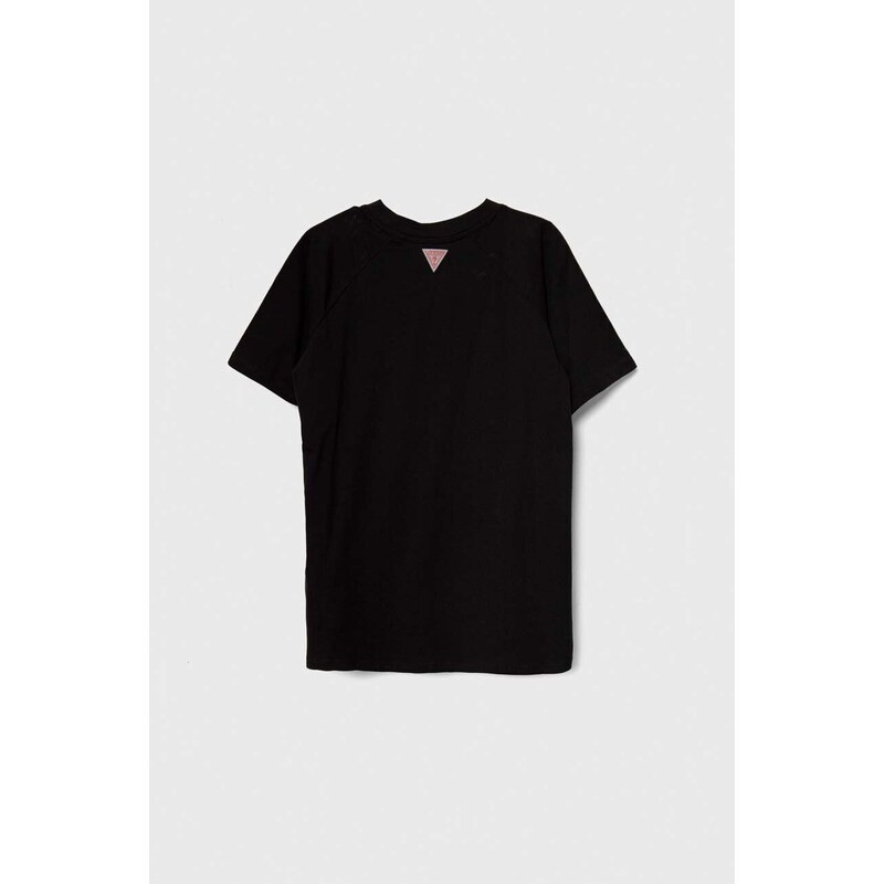 Dětské bavlněné tričko Guess černá barva, s potiskem