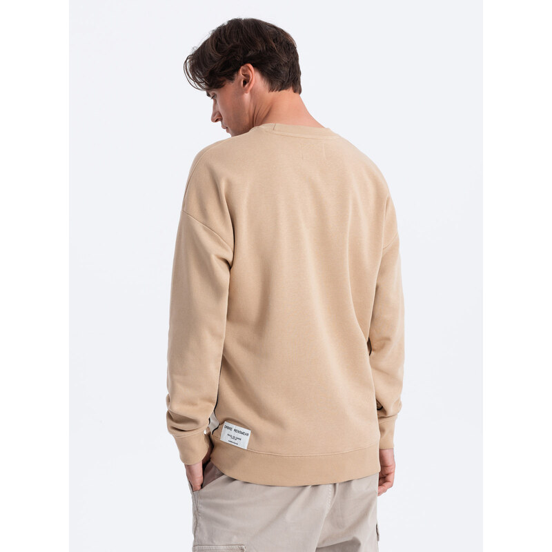 Ombre Men's OVERSIZE sweatshirt with contrasting color combination - beige
