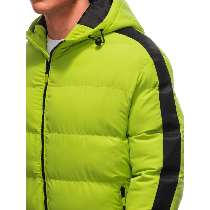 EDOTI Pánská prošívaná zimní bunda - limetkově zelená V9 EM-JAHP-0101