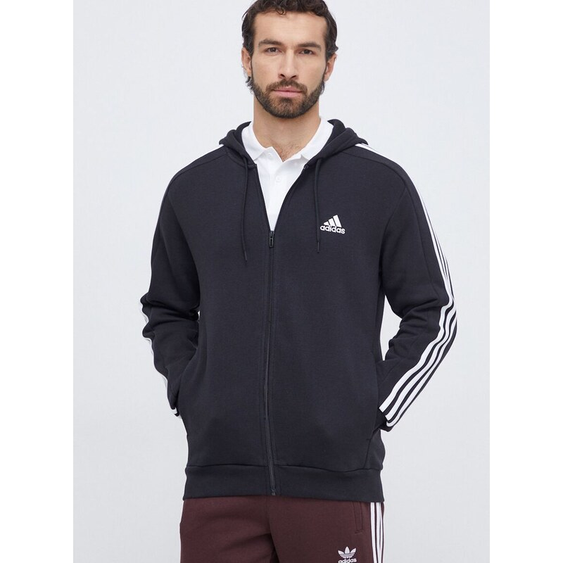 Mikina adidas pánská, černá barva, s kapucí, s aplikací, IB4029